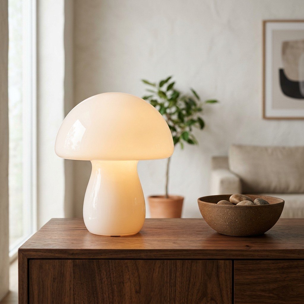 Opal Glass Mushroom Table Lamp